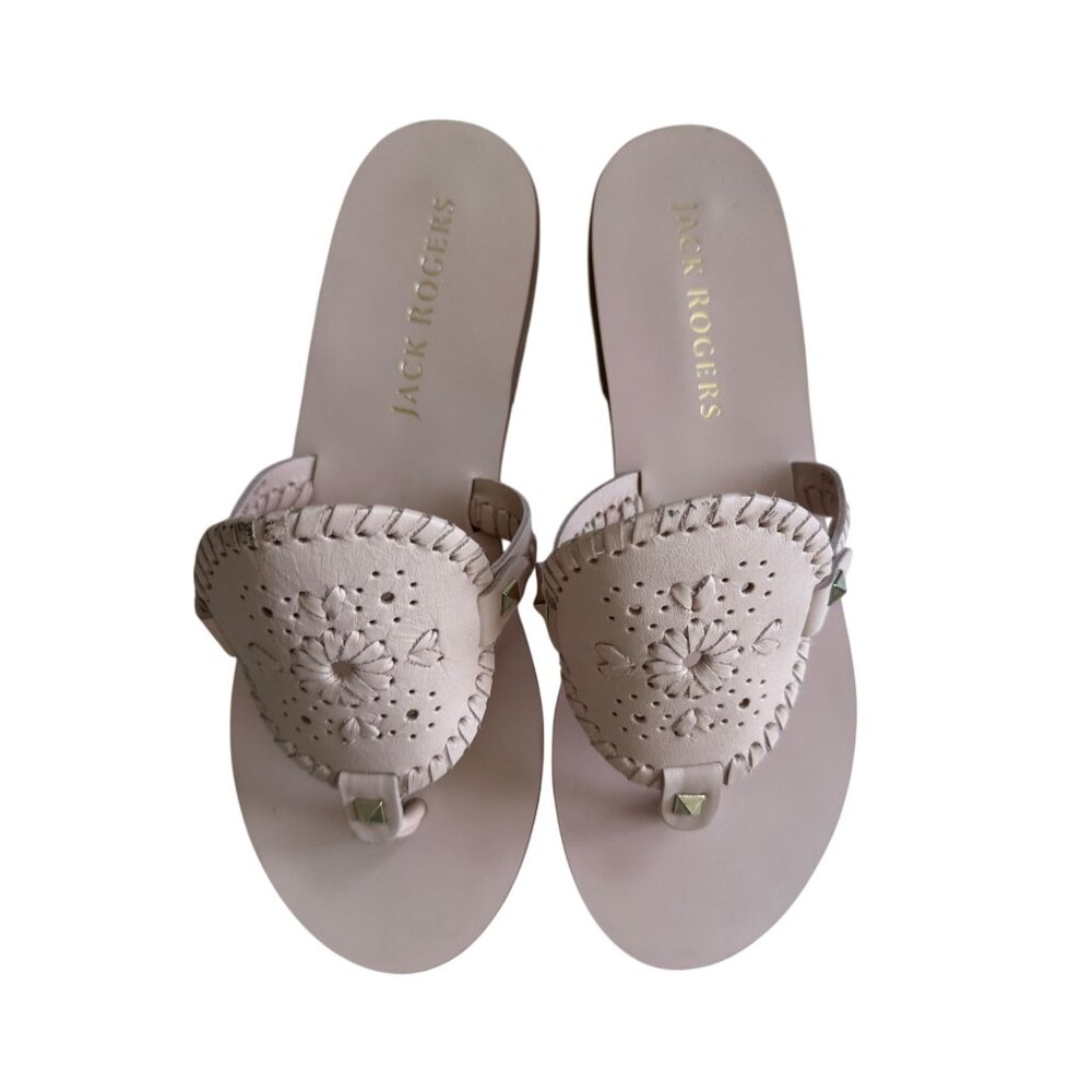 JACK ROGERS Light Pink Signature Leather Trim Sandals Size 9.5 - Picture 5 of 11